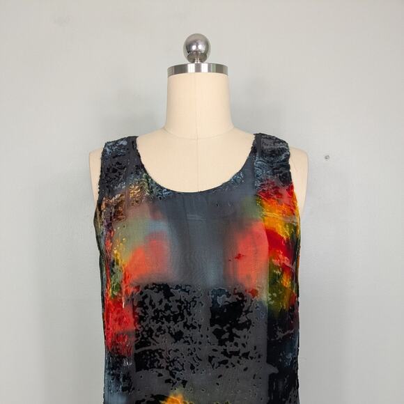 Vintage Velvet Maxi Dress M Black Mulit Burnout Indie Grunge Artsy 90s Y2K Goth - Picture 6 of 12